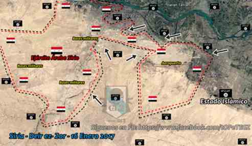 mapa combates Deir Ezzor 16 ene 2017