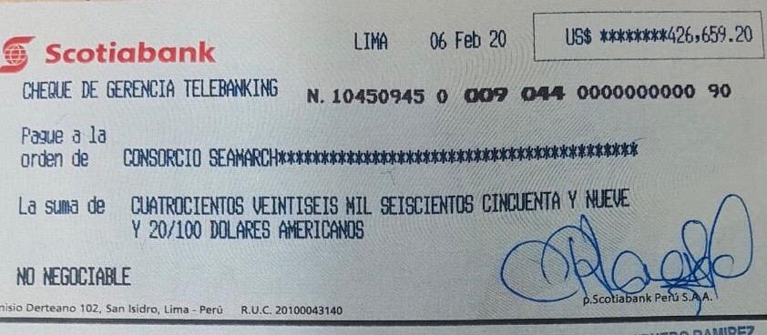 cheque Petroperu Seamarch