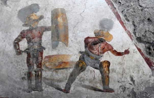 pintura gladiadores en Pompeya