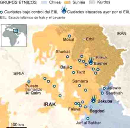 yihadistas EIIL Irak mapa