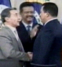 Alvaro Uribe y Hugo chavez, cumbre Rio marzo 2008